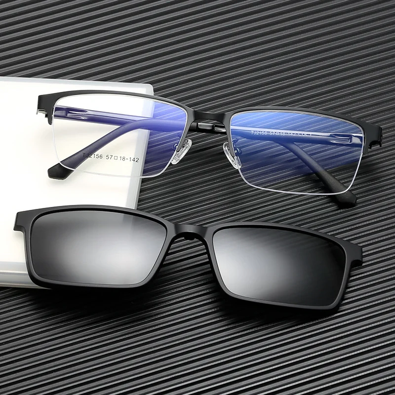 

Korean Myopia Cover Dual Purpose Square Men's Half Frame Set Glasses Fashion Polarized Clip Driving Sunglasses Tmall Brillen Men