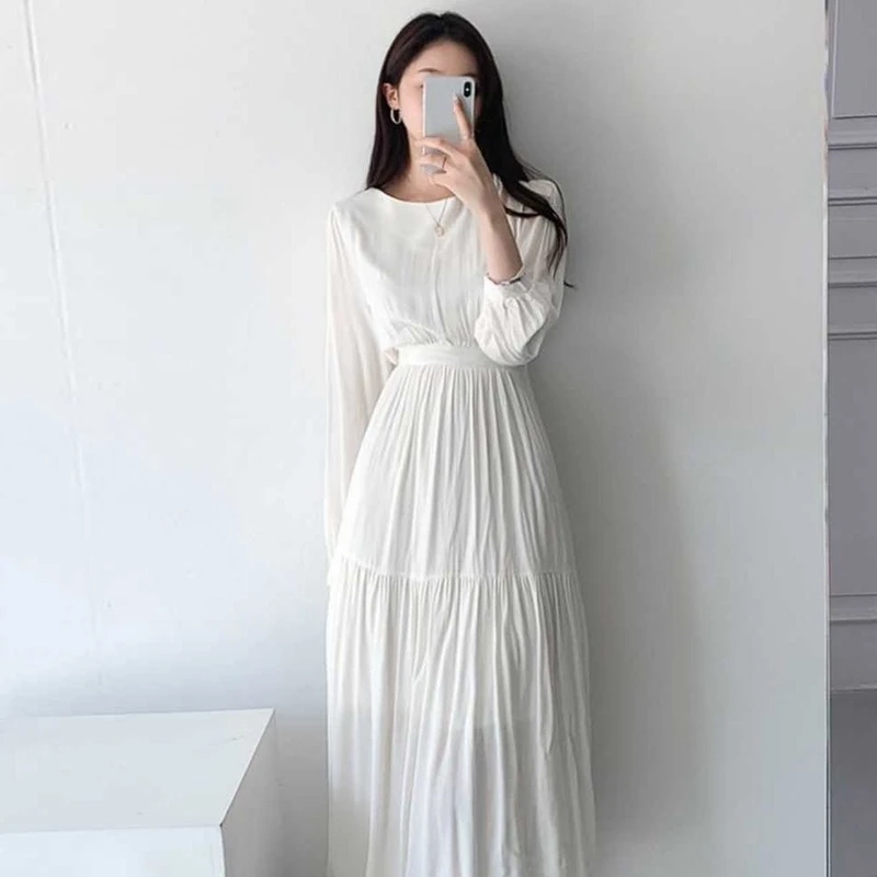Nomikuma корейское шикарное платье трапециевидной формы женское однотонное с тонкой