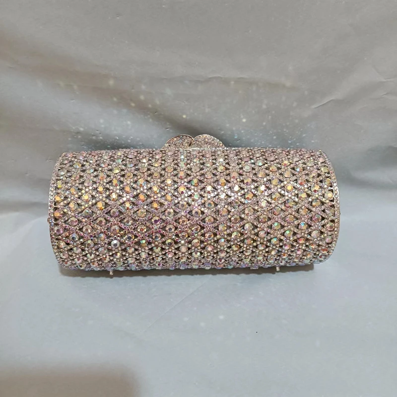 

Women AB Silver Color Stones Evening Bag Bridal Clutch Bags Party Dinner Rhinestone Clutches Bags Minaudiere Handbags and Purses