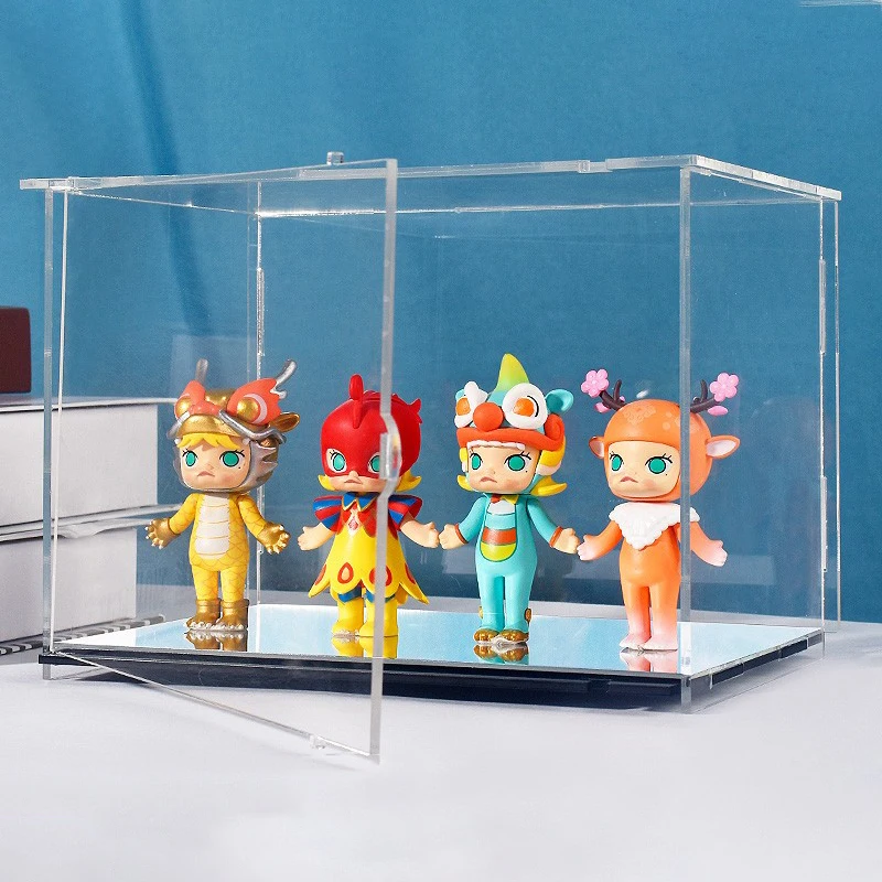 

Mirror Acrylic Display Case with Door Clear Dustproof Showcase Storage Box for Figures/Toy/Gundam/Car Model/Collectible/Lego