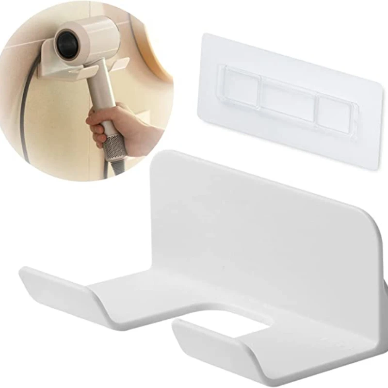 

Universal Hair Dryer Holder, Self Adhesive Wall Mount Brand Hair Blow Dryer Hair Dryer Organizer Rack withWire Hook for Bathroom