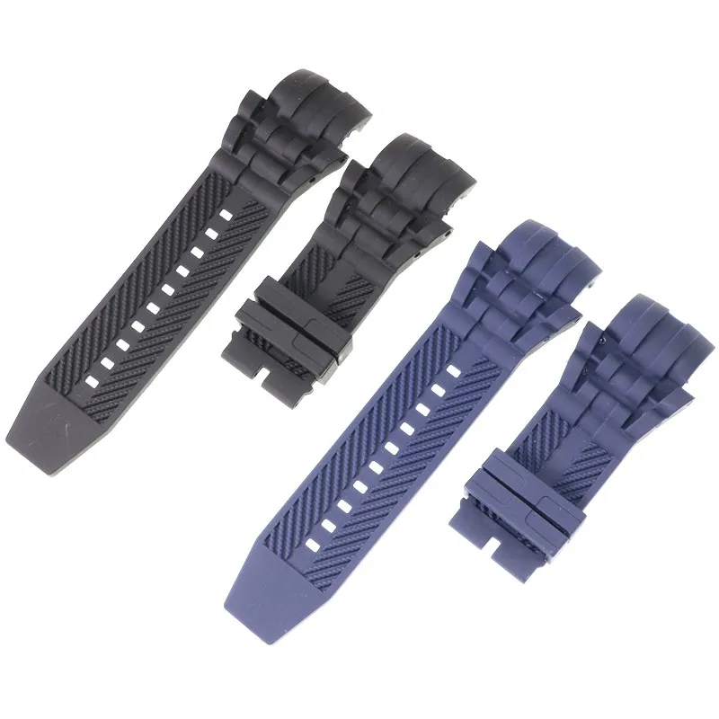 26mm Black Blue Silicone Watch Strap Replacement Bracelet for Invicta Watchband Waterproof Belt