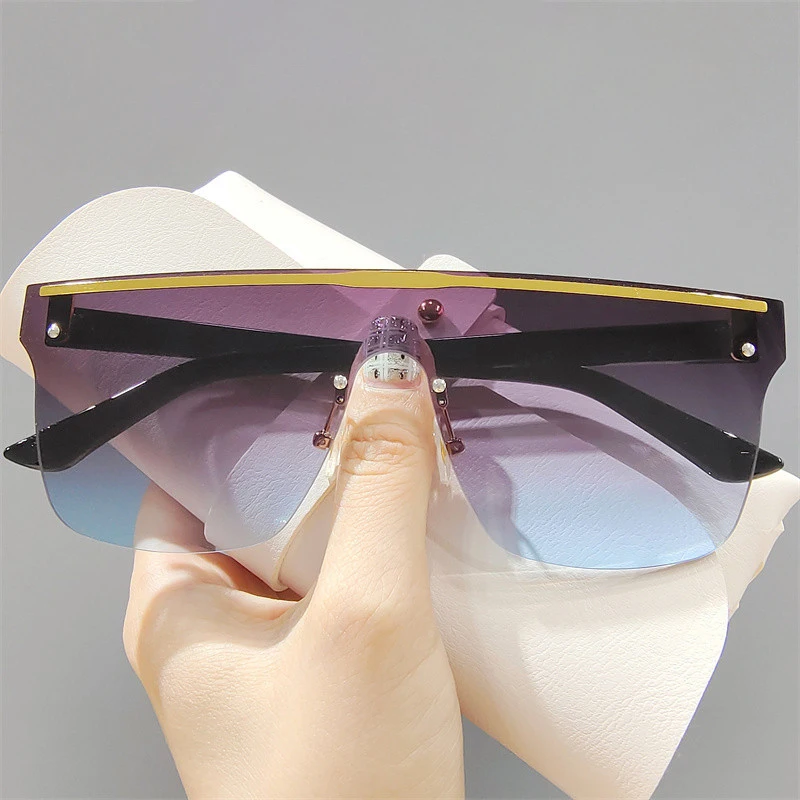 

New Oversized One-piece Rimless Simple Sunglasses Multicolor Trendy Fashion Male Female Eyewear Top Brand Designer UV400 Shades