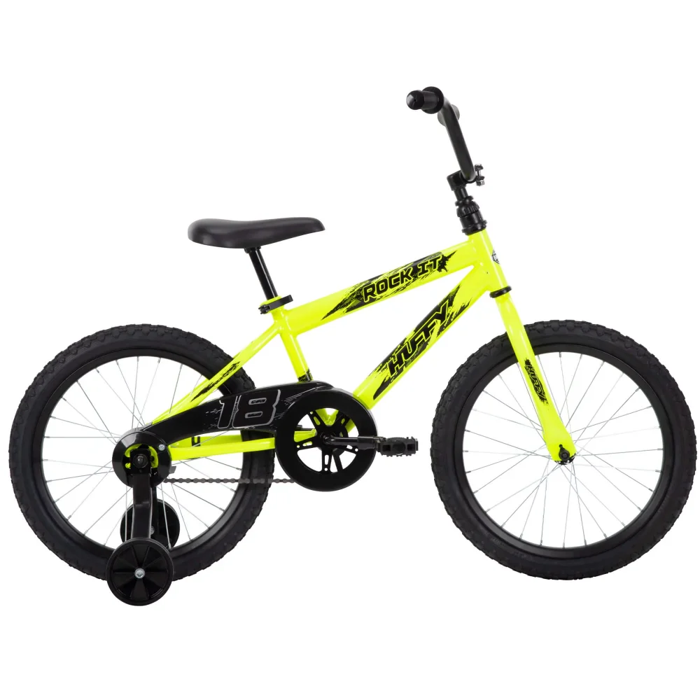 18 In. Rock It Boy Kids Bike, Neon Powder Yellow Wide Traini