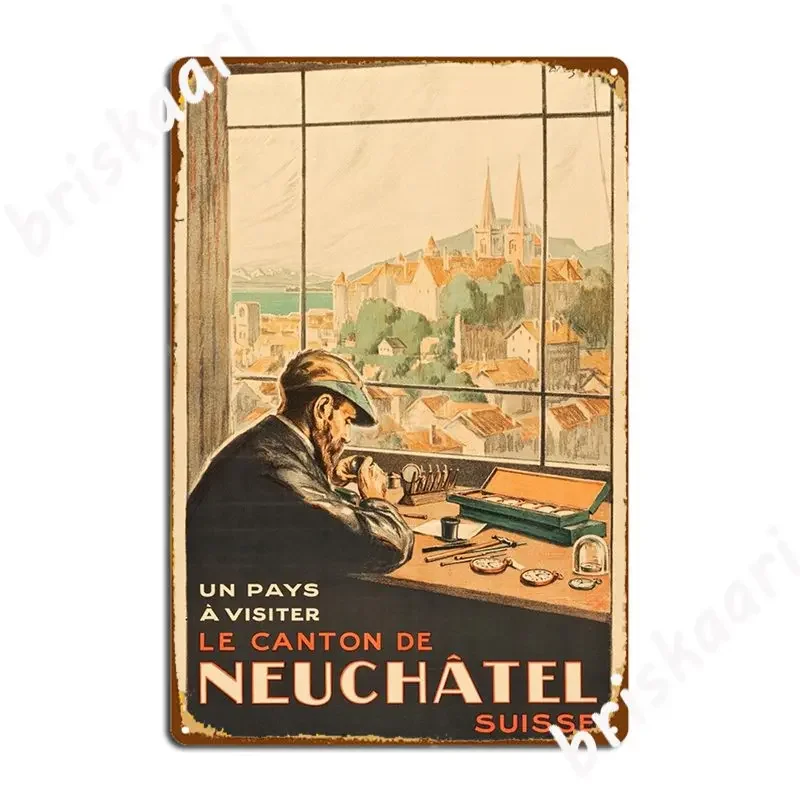 Металлическая табличка Neuchatel City Switzerland Watchmaker