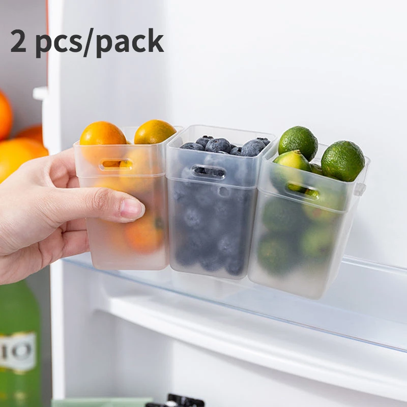 

2 PCS Refrigerator Side Door Storage Box Refrigerated Box Seasoning Segmented Organizer Compartmented Storage Boxes & Bins