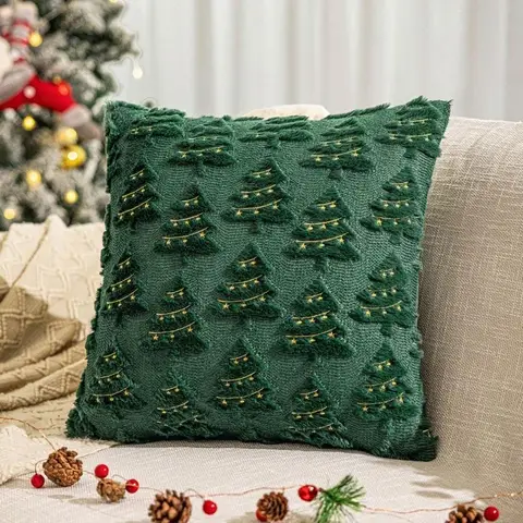 Рождественская наволочка из плюша 45x45