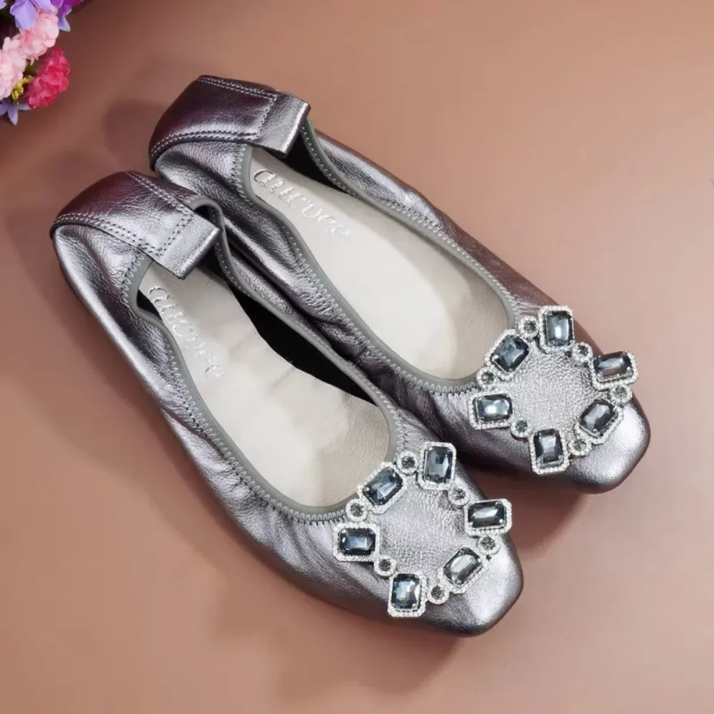 мокасины Mom Flats Shoes Soft Sole Loafers Round Toe ShoesNew Spring and Autumn Flat Non Slip Female Casual Leather