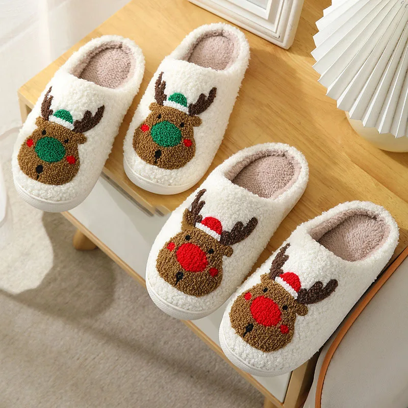 

Women Men Indoor Sandals Fuzzy Slipper Winter Warm Home Flats for Women Christmas Gift Flip Flops Fluffy Shoes Soft Plush