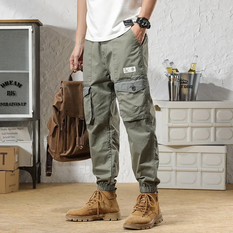 Модные брендовые повседневные брюки мужские свободного кроя больших размеров с