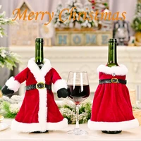 creative christmas wine bottle set santa suit wine bottle cover wine bottle bag sleeve new year dinner table decor room decor