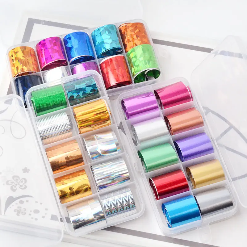 

Holographic Nail art transfer foil stickers star AB paper wrap stickers nail decoration accessories nail packaging DIY set