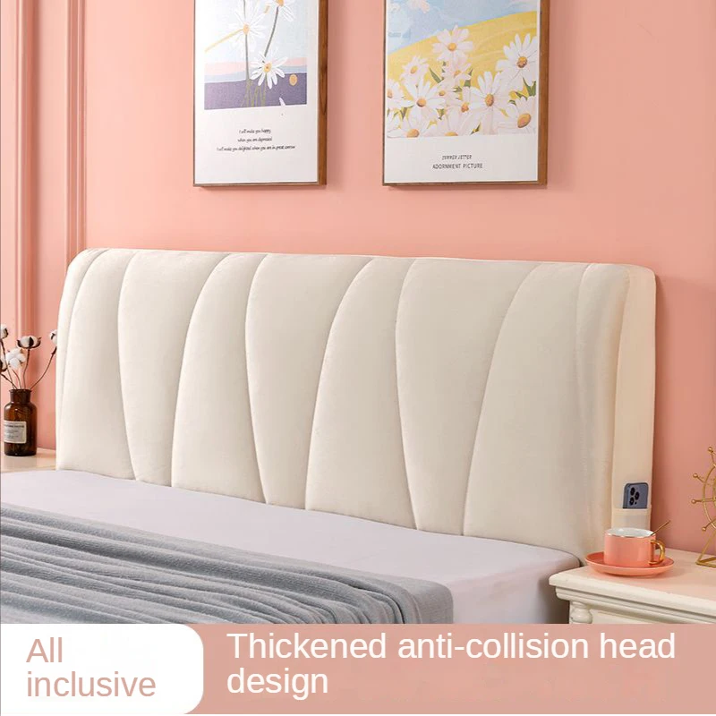 

All-inclusive Super Soft Smooth Quilted Head Cover Solid Color Bed Back Dust Protector Cover Thicken Velvet Headboard Cover