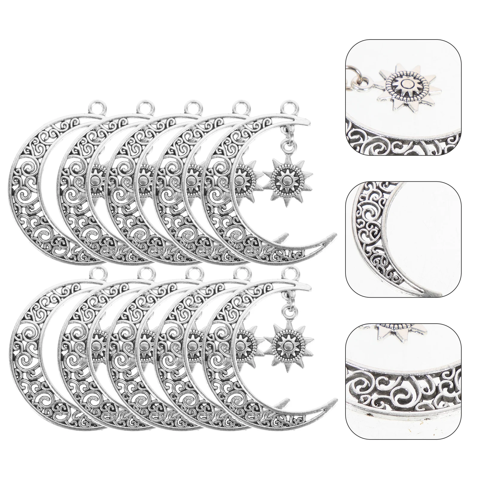 

10 Pcs Moon Sun Pendant DIY Jewelry Charms Decorations Necklace Alloy Choker Pendants Decors Accessory