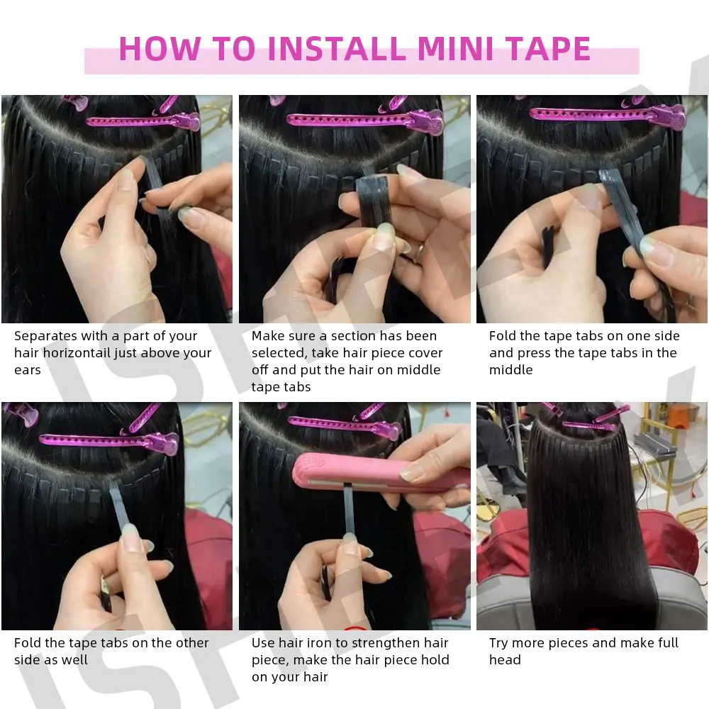 Isheeny Mini Tape In Human Hair Extensions 12