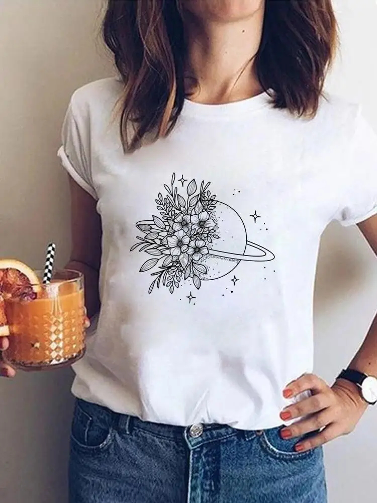 

Футболка женская летняя с коротким рукавом и графическим принтом