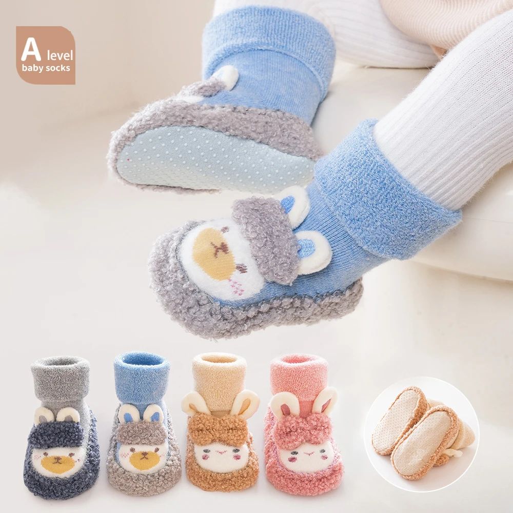 Новинка 2023 зимние Пушистые Носки для младенцев в виде маленького кролика обувь