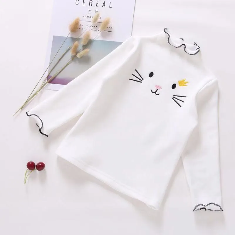 

Baby Girl Sweater Cardigan Kids Sweatershirts Children Clothing Winter Autumn Sweater Tshirt Long Cartoon Cat Sweatershirt