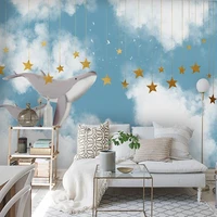custom 3d creative sky white cloud whale star childrens room background mural wall wallpaperfor bedroom walls home d%c3%a9cor tapety