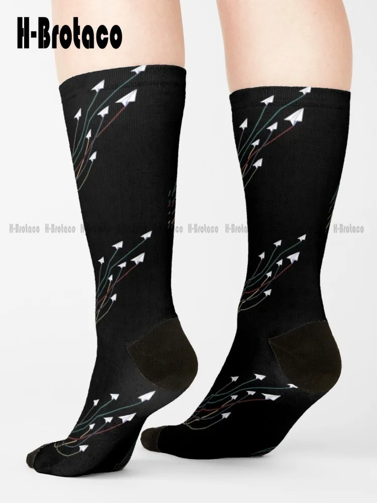 

Paper Airplane Flying Colors Paper Plane Master Origami Design Socks Girls White Socks Harajuku Gd Hip Hop Cartoon Casual Art
