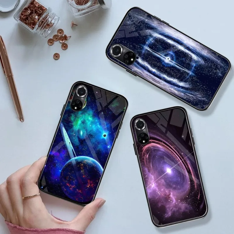

Universe Starry Sky Phone Case Tempered Glass For Huawei P 40 30 20 10 Pro Plus Z P50 P9 P Smart 2019 2021 P Plus