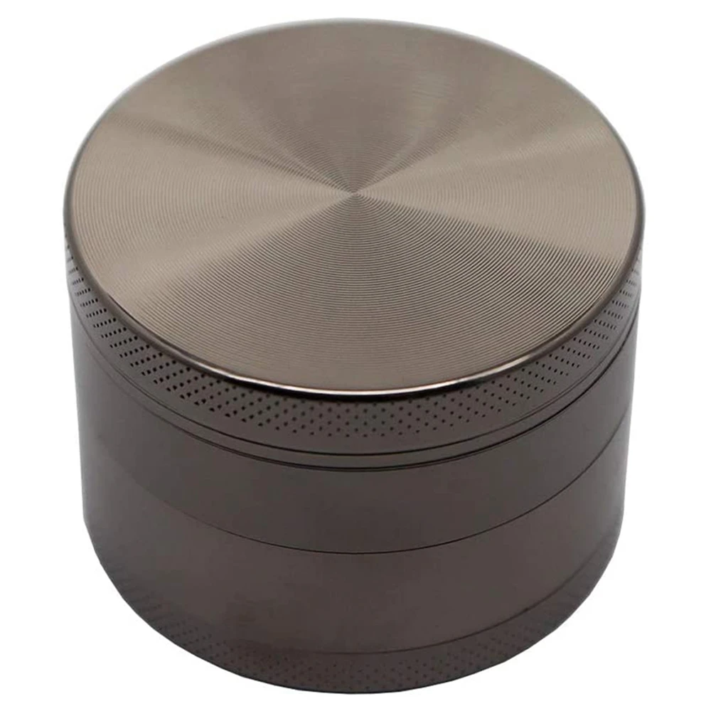 

4-layer Spice Herb Grinder Household Zinc Alloy with Pollen Collector Pepper Spice Grinder-Gray