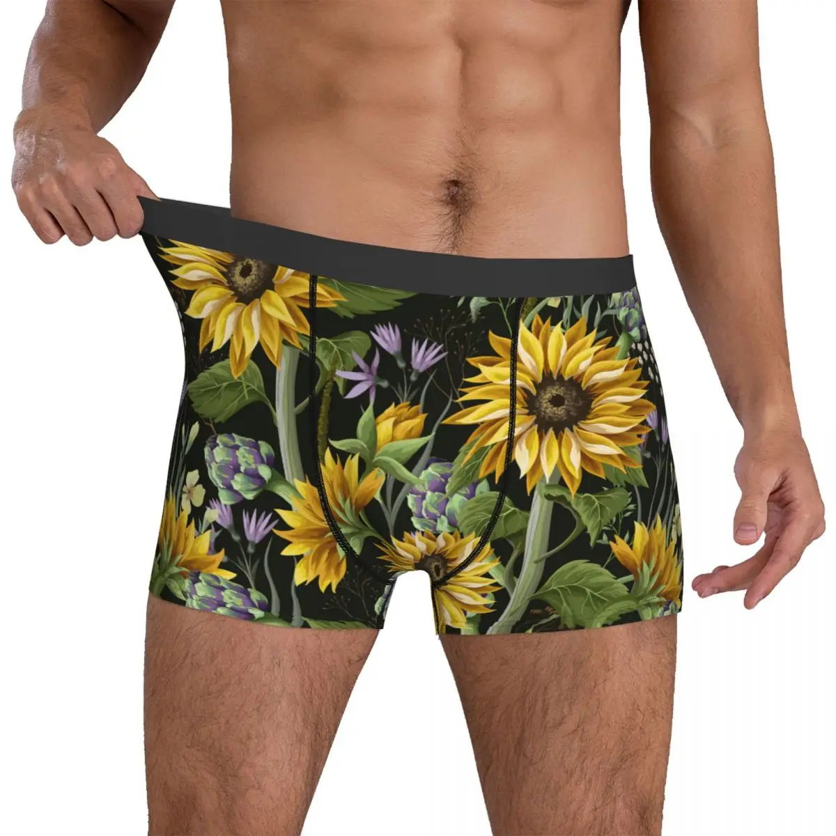 

Нижнее белье Sunflower Art, Подсолнухи, цветущие сублимационные шорты-боксеры, горячие мужские трусы, удобные шорты, трусы, идея для подарка