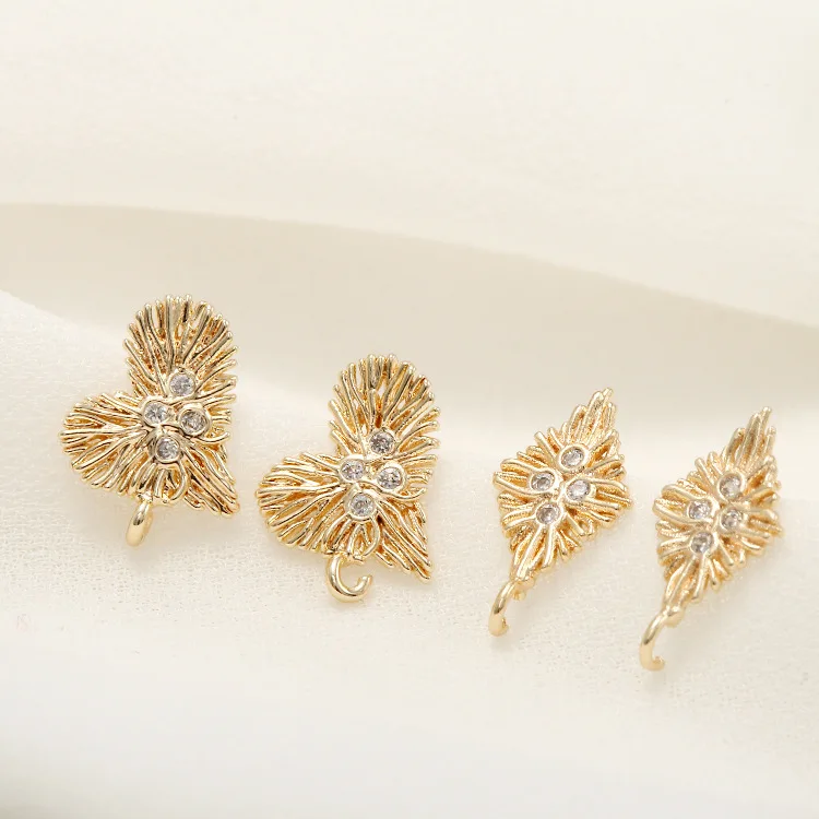 

Simple 925 Silver Pin Stud Earrings Inlaid Zircon Peach Heart Diamond DIY Earrings Jewelry Accessories