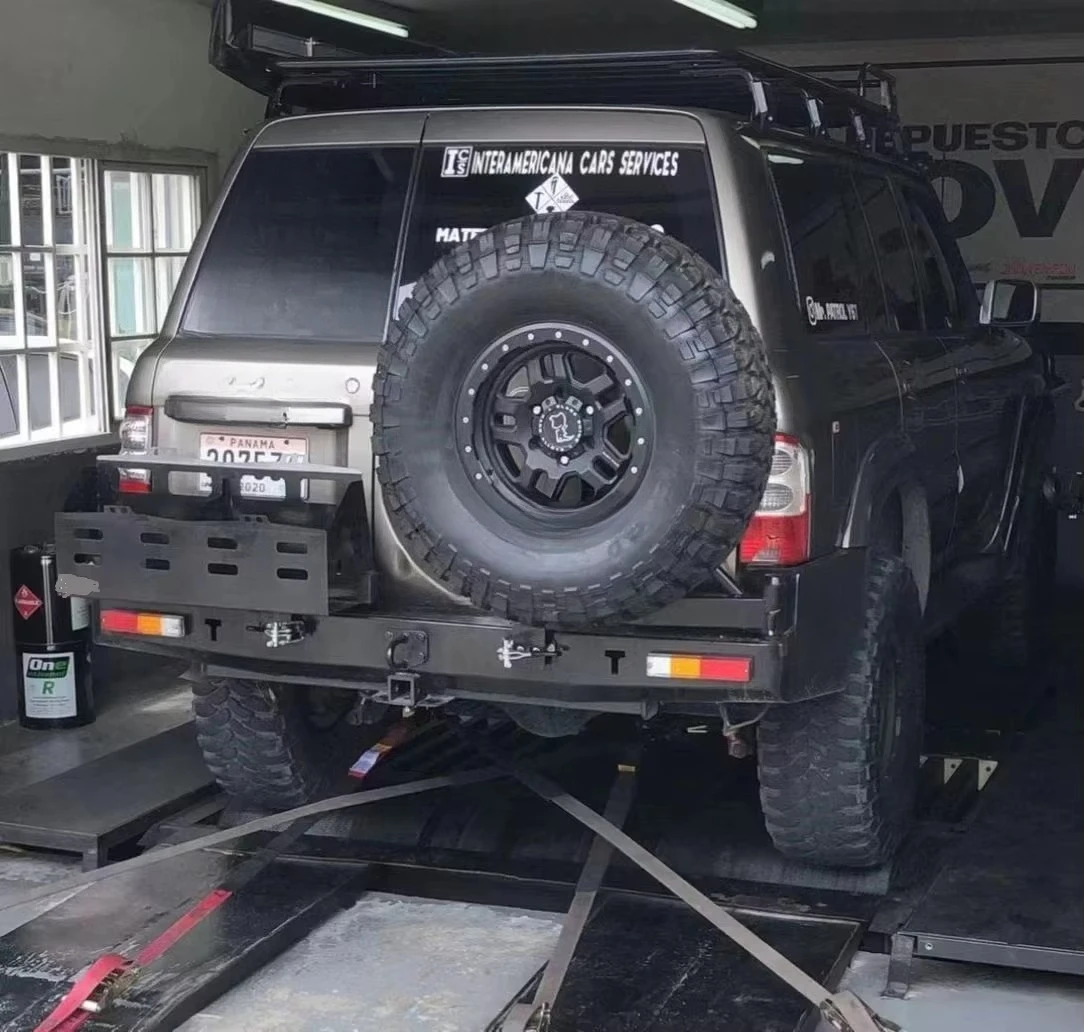 Фото Стальной задний бампер для Nissan Patrol Y61 GU, усиленная защита для бездорожья, аксессуары для стайлинга и тюнинга. №3