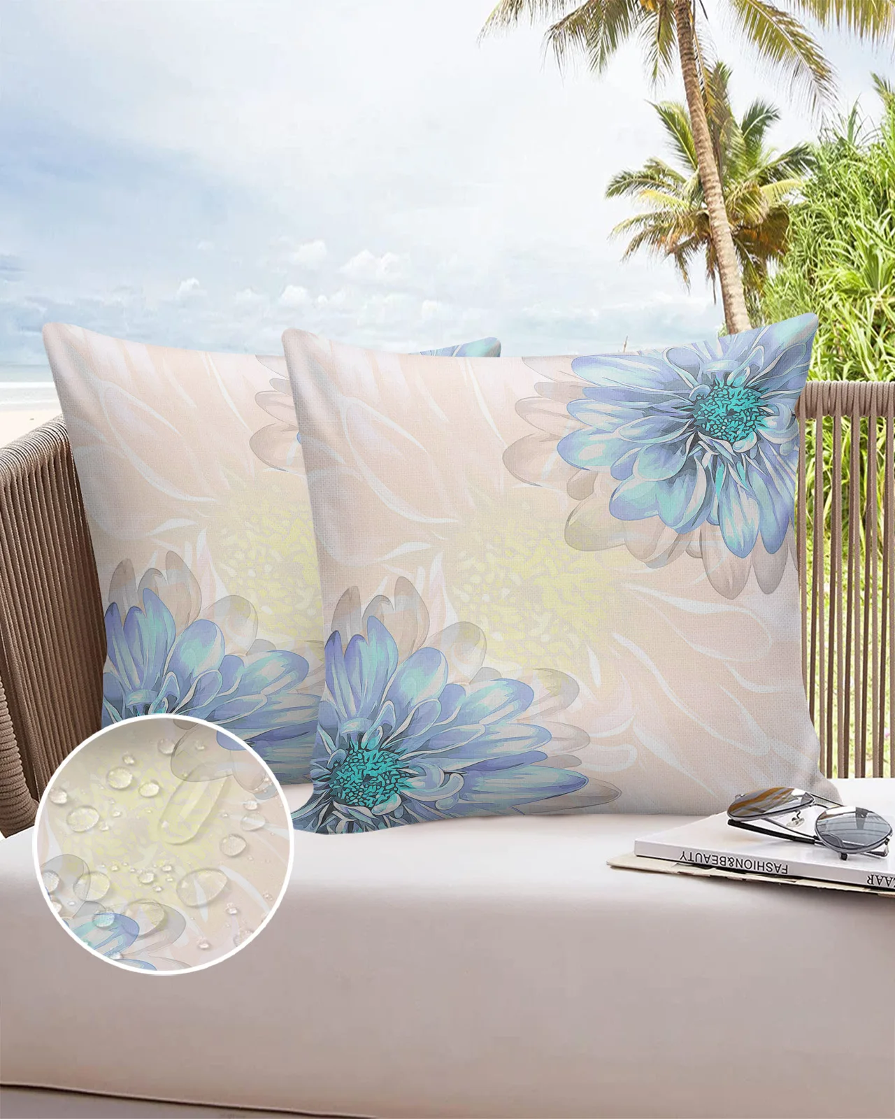 

Dahlia Pattern 2/4 Pcs Pillow Cushion Cover Waterproof 40 X 40 Pillowcase 60 X 60 Cotton Linen Printed Pillow Cases