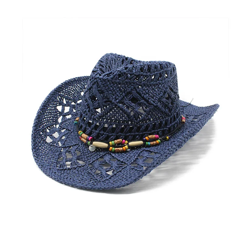 

Lake Blue Cowboy Straw Hat Western Cowboy Sun Hat Spring Knight Hat Unisex Jazz Hat Summer Wide brimmed Hat sombrero hombre