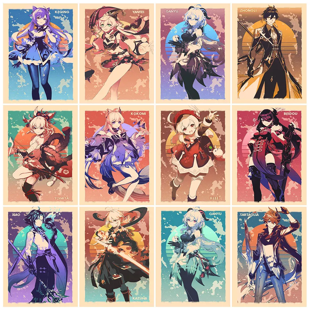 Алмазная живопись новая коллекция аниме Genshin Impact полностью вышивка мозаика