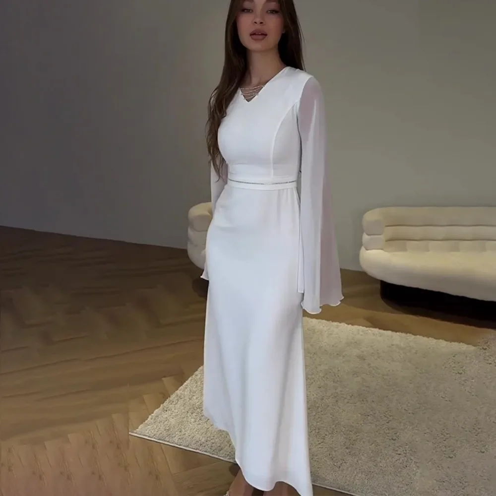 Мусульманское платье женская абайя шифоновые вечерние платья с рукавом Рог