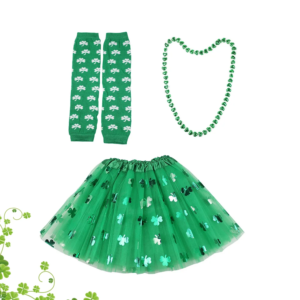 

Set Party Festival Clothes Day Costume Dress Skirt Mesh Women Up St Accessory Patrick Patricks Accessories Clothing Gloves