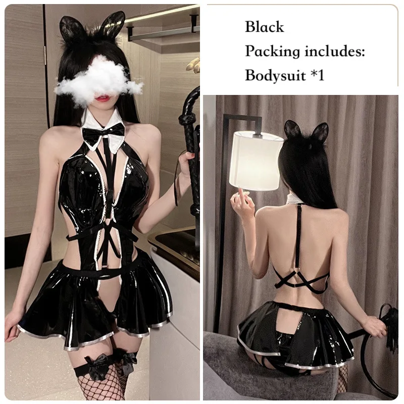 Женское латексное сексуальное нижнее белье для косплея Униформа горничной
