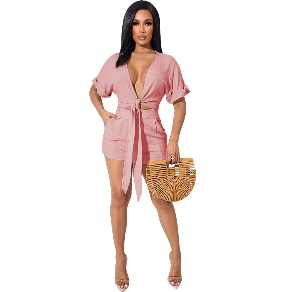 Sexy Women Tracksuit Biker Two Piece Set Shirt And Pants Bandage Solid Color Sportsuit Matching Set Clothes For Women Outfit 3