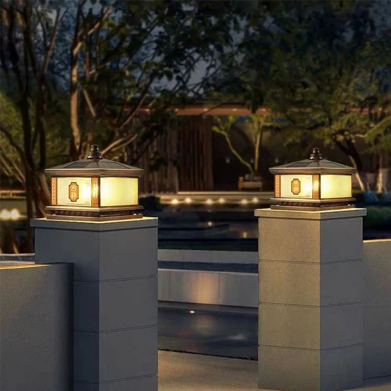 SEAN уличный солнечный светильник винтажный креативный китайский латунный на