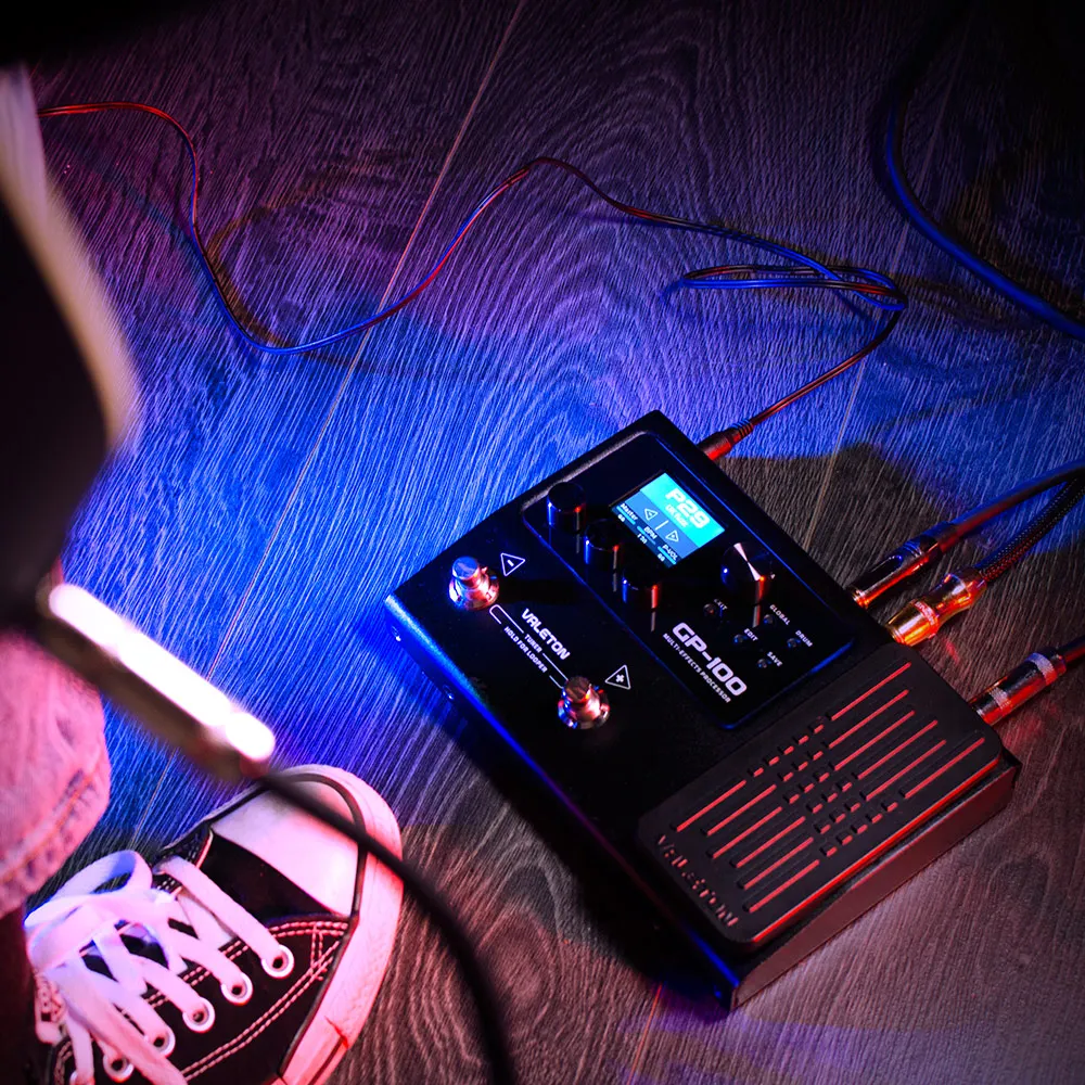 Valeton GP-100 Guitar Bass Amp Modeling IR Cabinets Simulation Multi Language Multi-Effects with Expression Pedal Stereo OTG USB