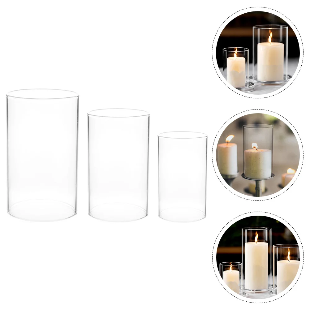 

Candleholder Cylinder Tube Shade Chimney Cover Open Ended Fixture Light Room Diningsleeve Pillar Transparent Shades Floating