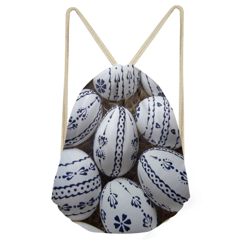 Easter Egg Easter Drawstring Bag Lady Pretty Flower Pattern Leisure Outdoor Bag?Polyester Fabrics Clothes And Shoes Bags For Wom