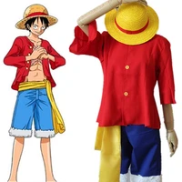 japanese anime one piece monkey d luffy costume comic con role play luffy cosplay clothing with hat