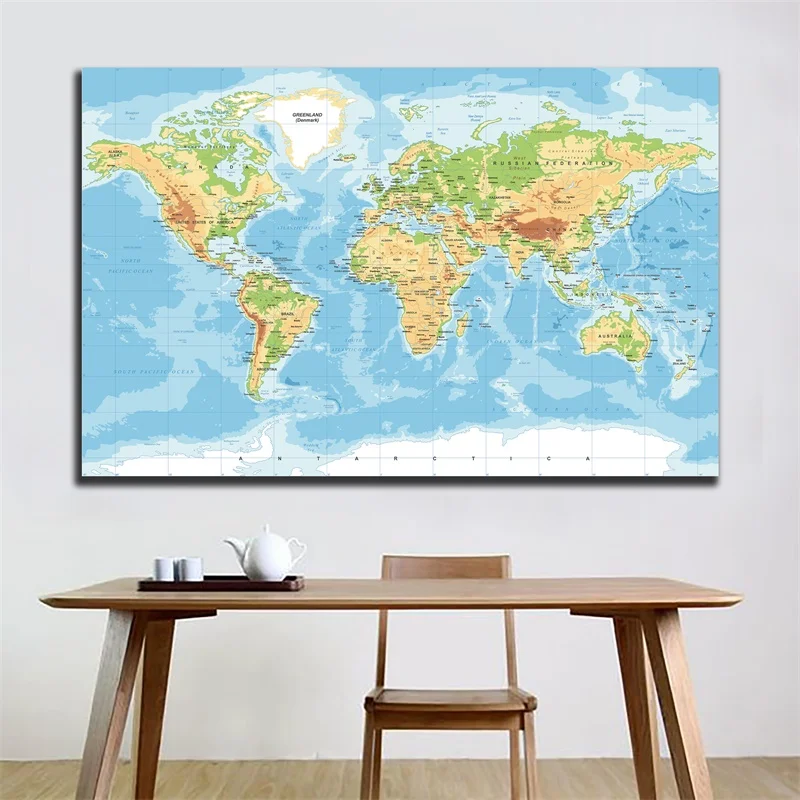 

Map of The World 59*42cm Decorative Poster Wall Art Prints Non-woven Canvas Painting Living Room Home Decoration School Supplies