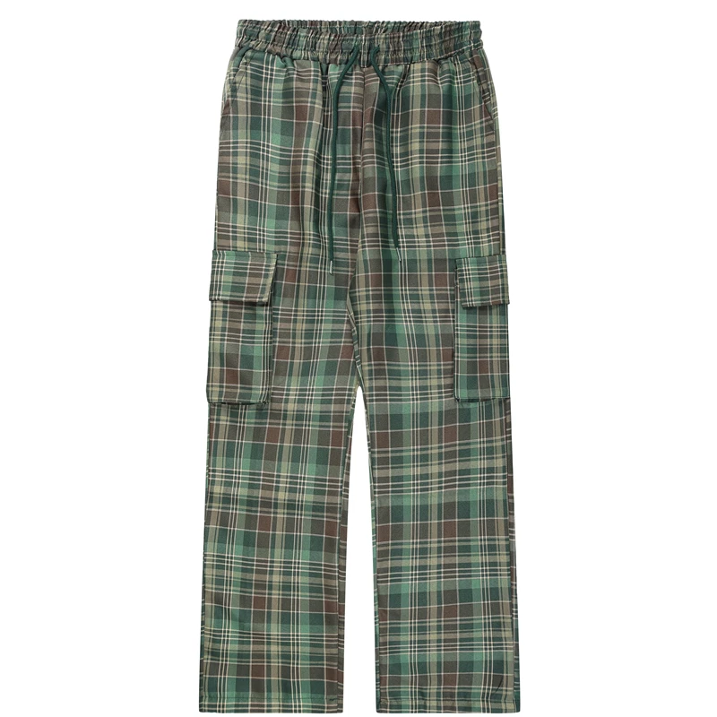 Брюки женские клетчатые в стиле оверсайз повседневные свободные штаны с