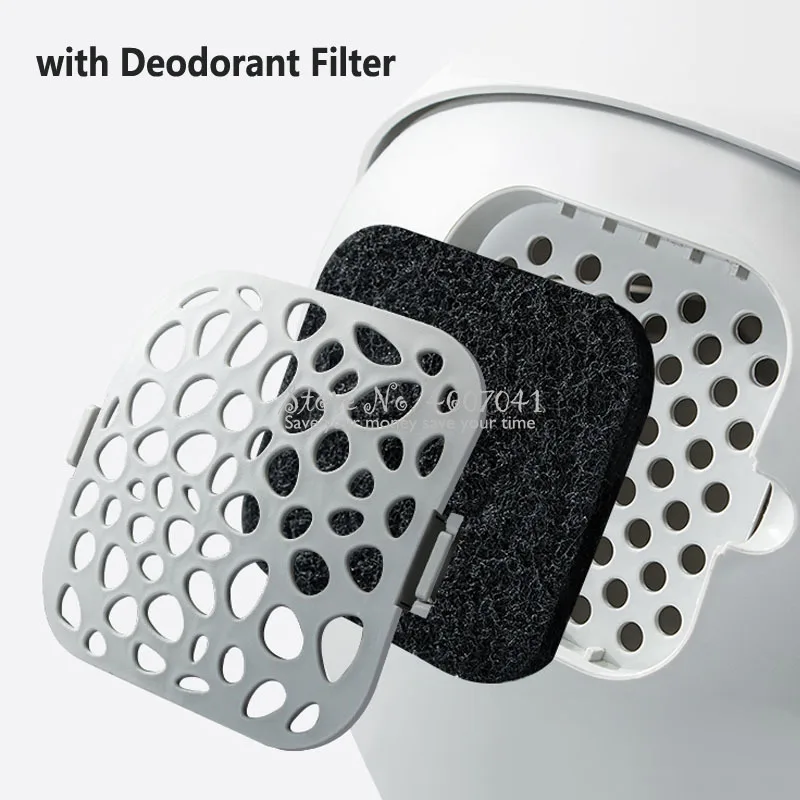 Cat Litter Box with Scoop Carbon Filtered Fully Enclosed Rounded Roll-Top Lid Spill prevention Toilet Tray |