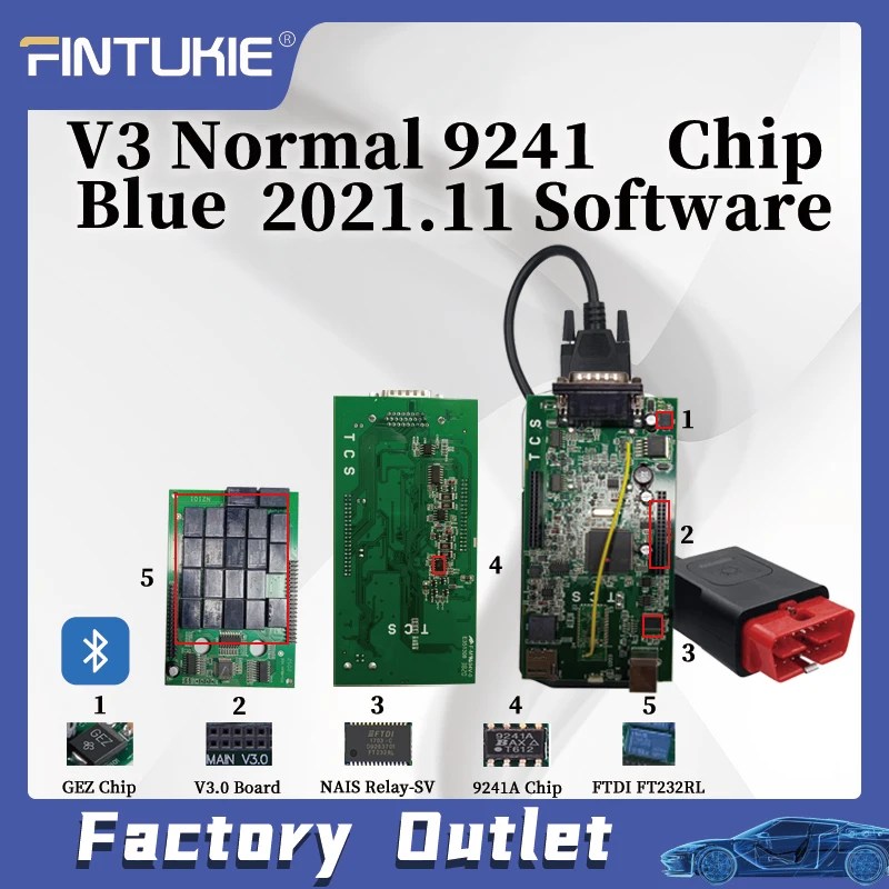 Мультиdiag Pro v3.0 2021 11 Blue NEC Relay 9241 Chip подходит для автомобиля/грузовика OBD2