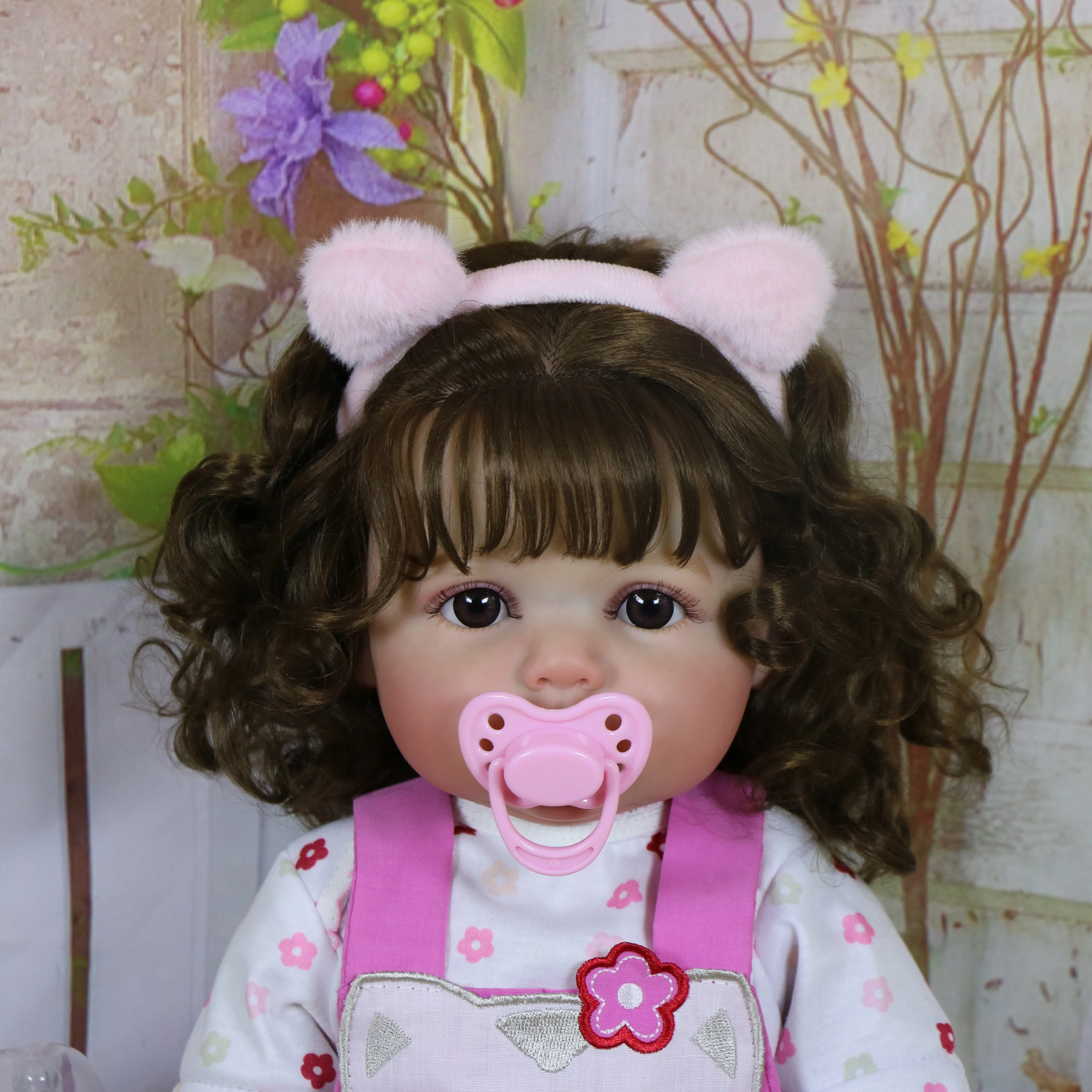 22-дюймовая Реалистичная Кукла Реборн С Каштановыми Корнями Волосами Глазами