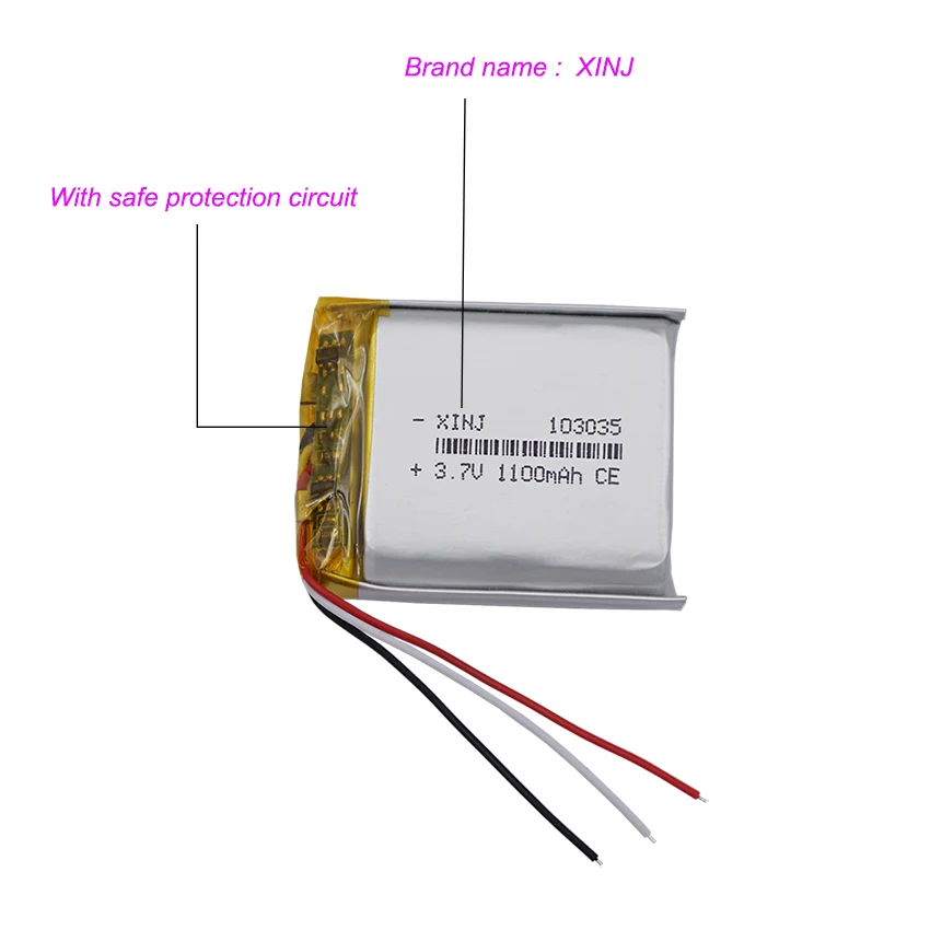 Литий-полимерная батарея PL103035 3.7V 1100mAh для электроники