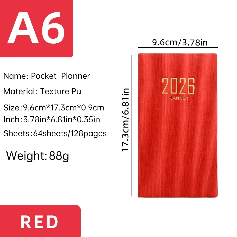 

Портативный планировщик на 365 дней 2026 A6, компактный ежедневный еженедельный блокнот с расписанием, прочный календарь, журнал, школьный офис, органайзер для повестки дня