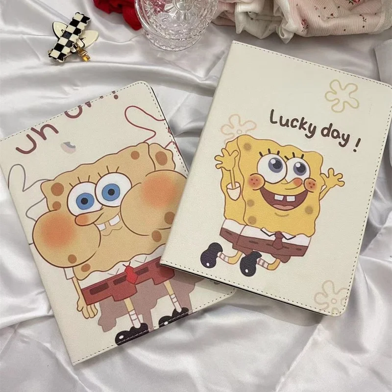 

Bandai SpongeBob Case for iPad 2021/20/19 10.2th Cartoon Print Shockproof Flip Cover for ipad Pro 10.5in Air 1 2 3 Mini 4 5 9