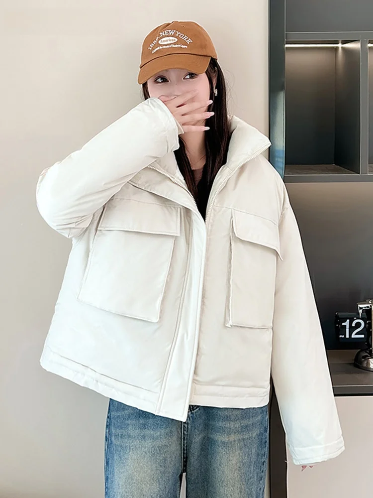 La Chapelle зимнее новое корейское пальто с простым большим карманом и хлопковой